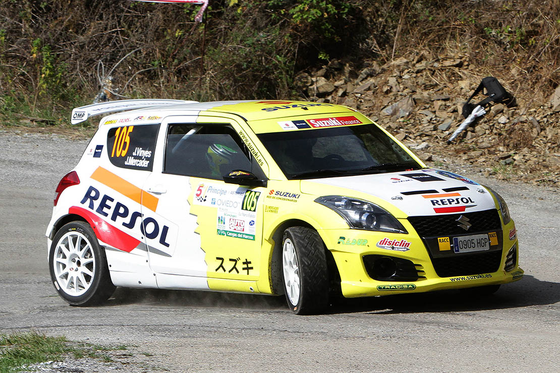 Vinyes-Mercader (Suzuki Swift S1600) abandonen el Príncep d’Astúries a la primera etapa.